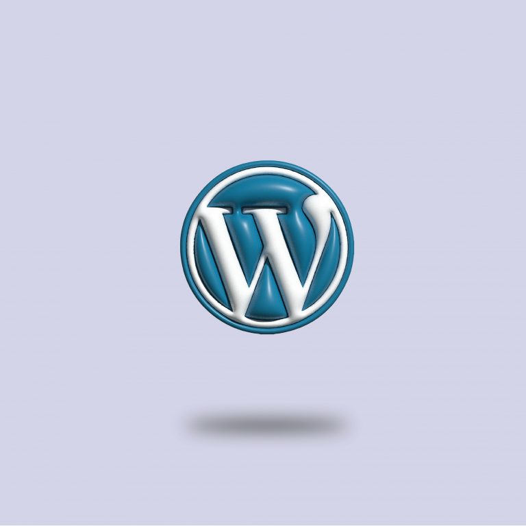 Logo de WordPress sur fond violet clair avec effet d’ombre. Idéal pour illustrer un article sur la puissance de WordPress utilisé comme CMS headless, soulignant sa flexibilité, son API REST et son intégration avec des frontends modernes